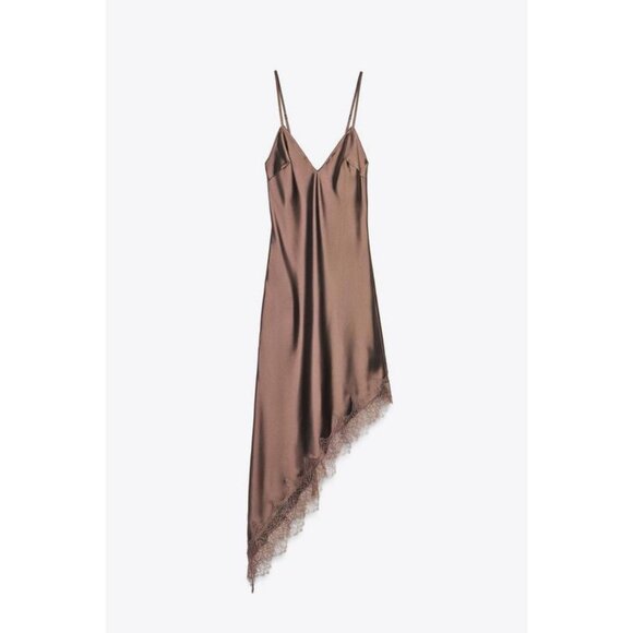 ZARA SATIN LACE DRESS - Picture 1 of 9